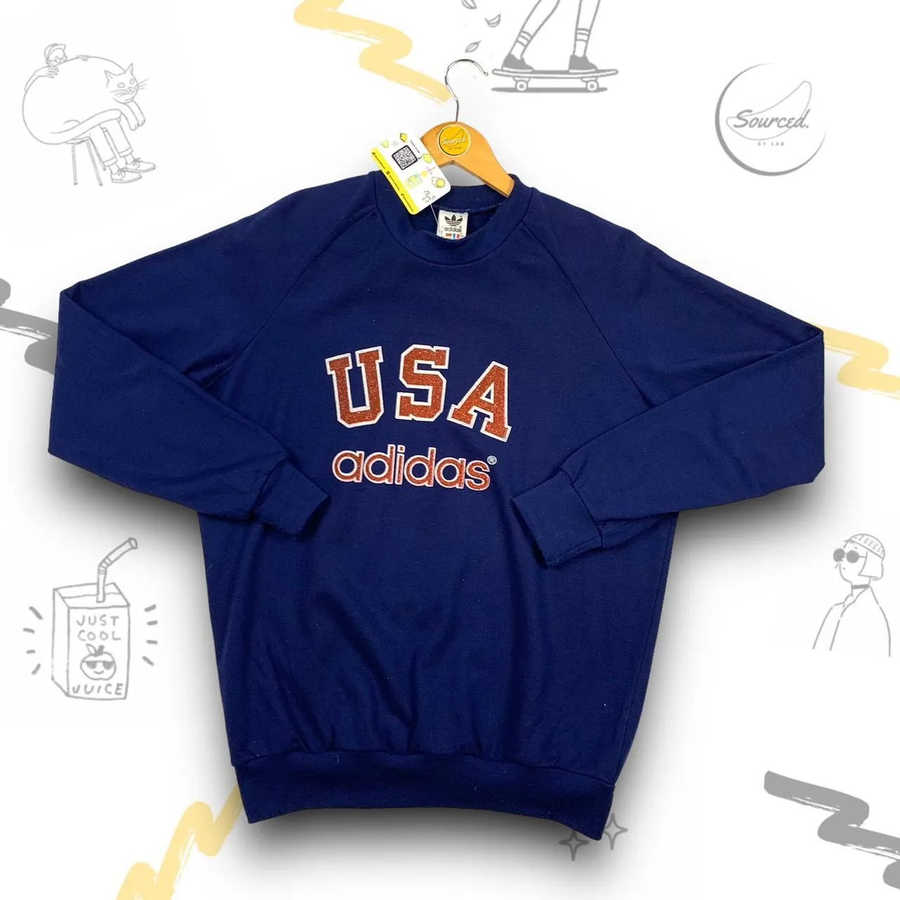 Adidas Navy USA Crew Neck Sweatshirt (S)