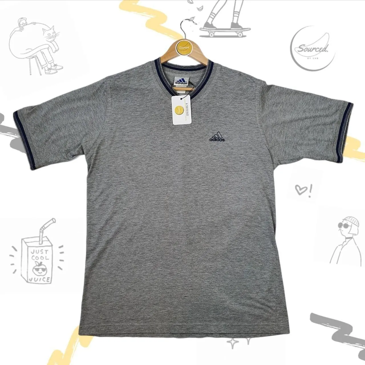 Adidas Vintage Embroidered Grey T-shirt (L)