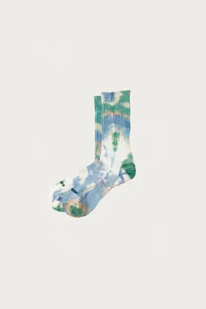All-Rounder Merino Crew Tie Dye - Green/Blue