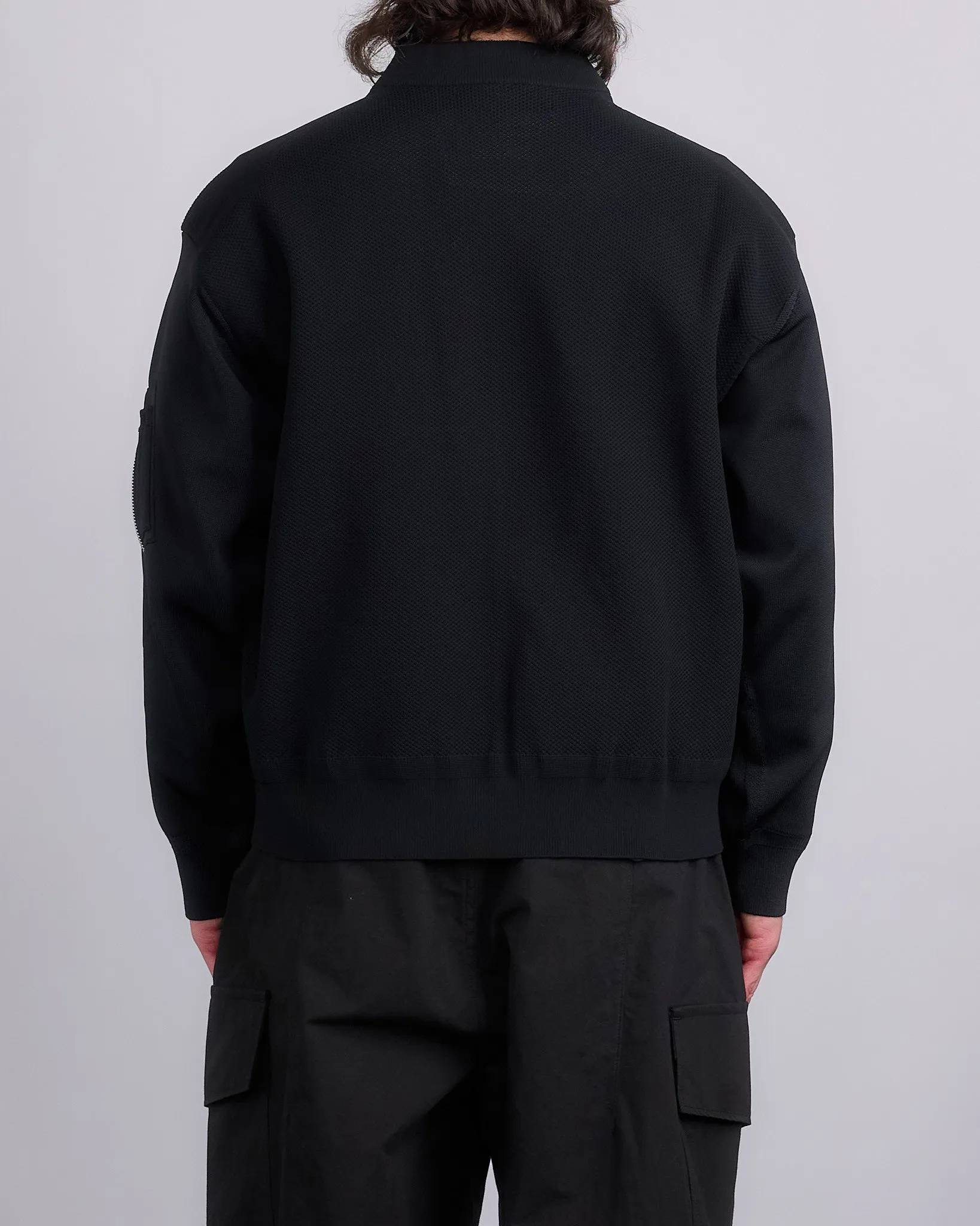 COMME des GARONS HOMME Logo Patch Mesh Bomber Jacket Black