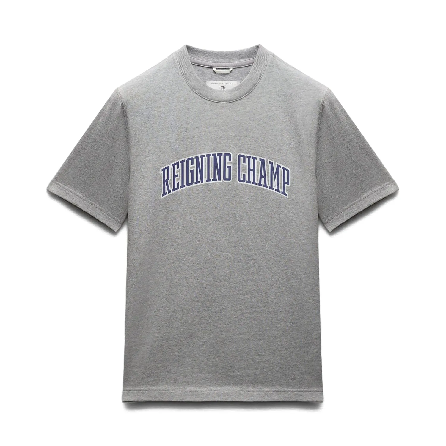 Reigning Champ Men Knit Midweight Jersey Collegiate T-Shirt Heather Grey Navy RC-1548-HGN