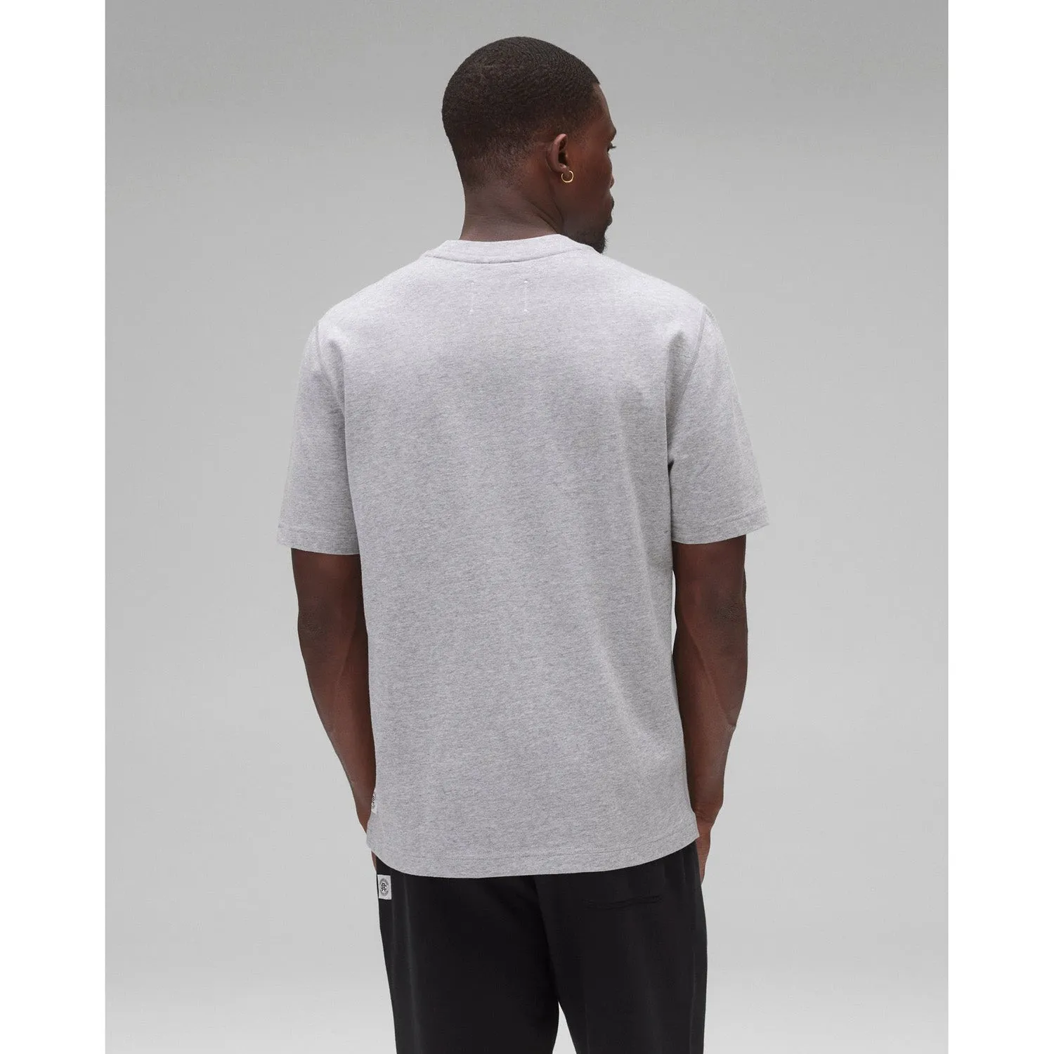 Reigning Champ Men Knit Midweight Jersey Collegiate T-Shirt Heather Grey Navy RC-1548-HGN