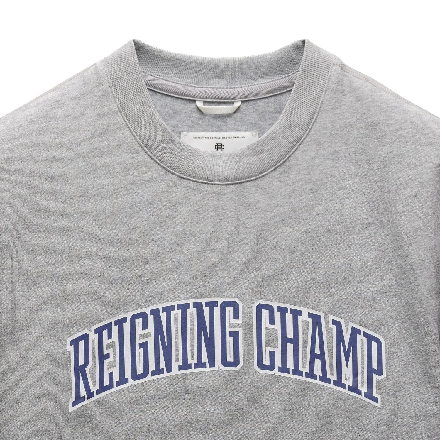 Reigning Champ Men Knit Midweight Jersey Collegiate T-Shirt Heather Grey Navy RC-1548-HGN