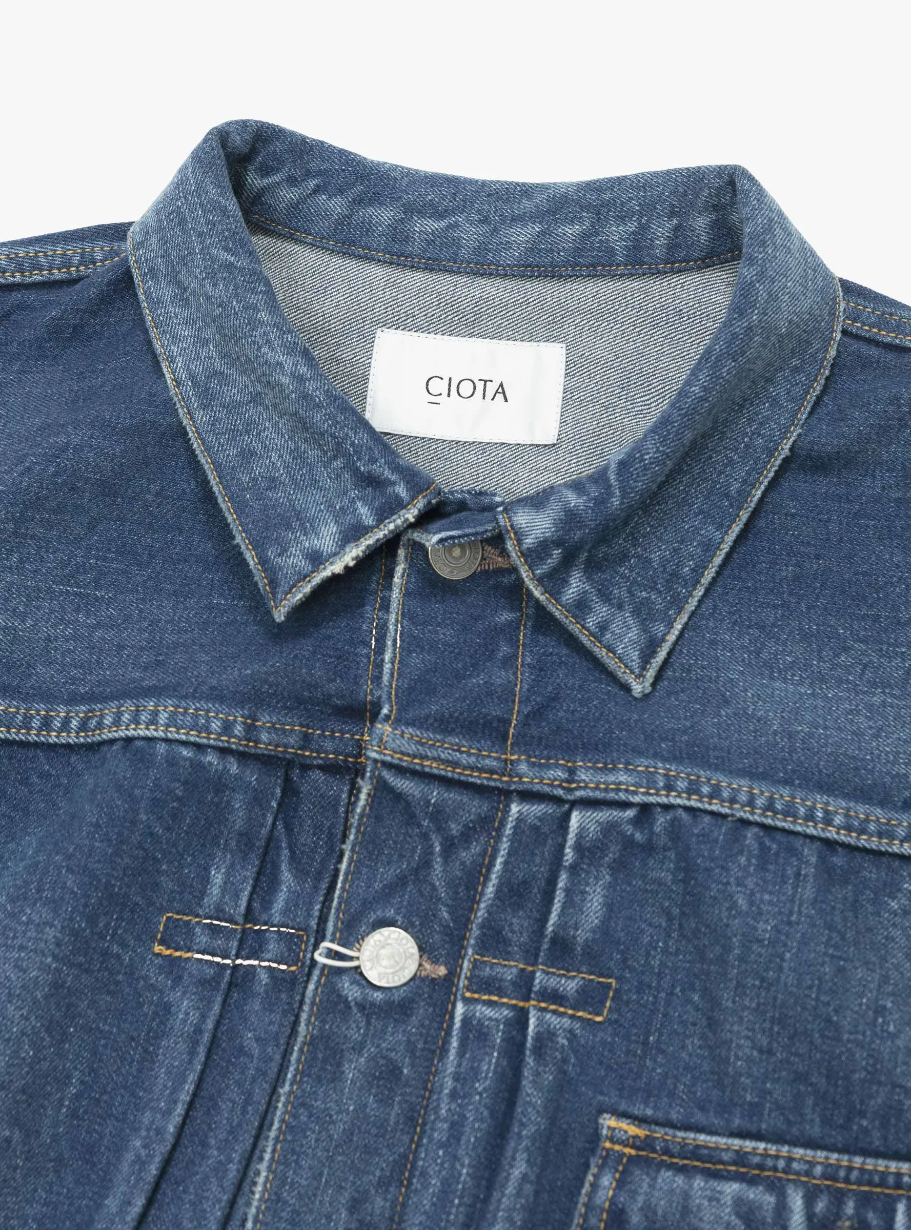 Single Pocket Denim Jacket Medium Dark Blue Damage