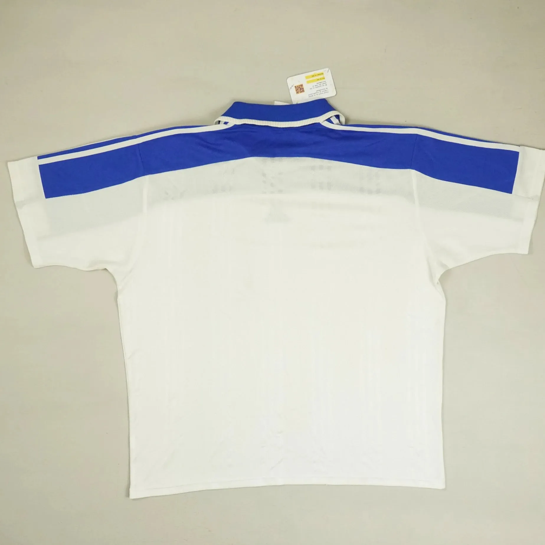 Vintage Adidas Blue and White Polo Shirt (XL)