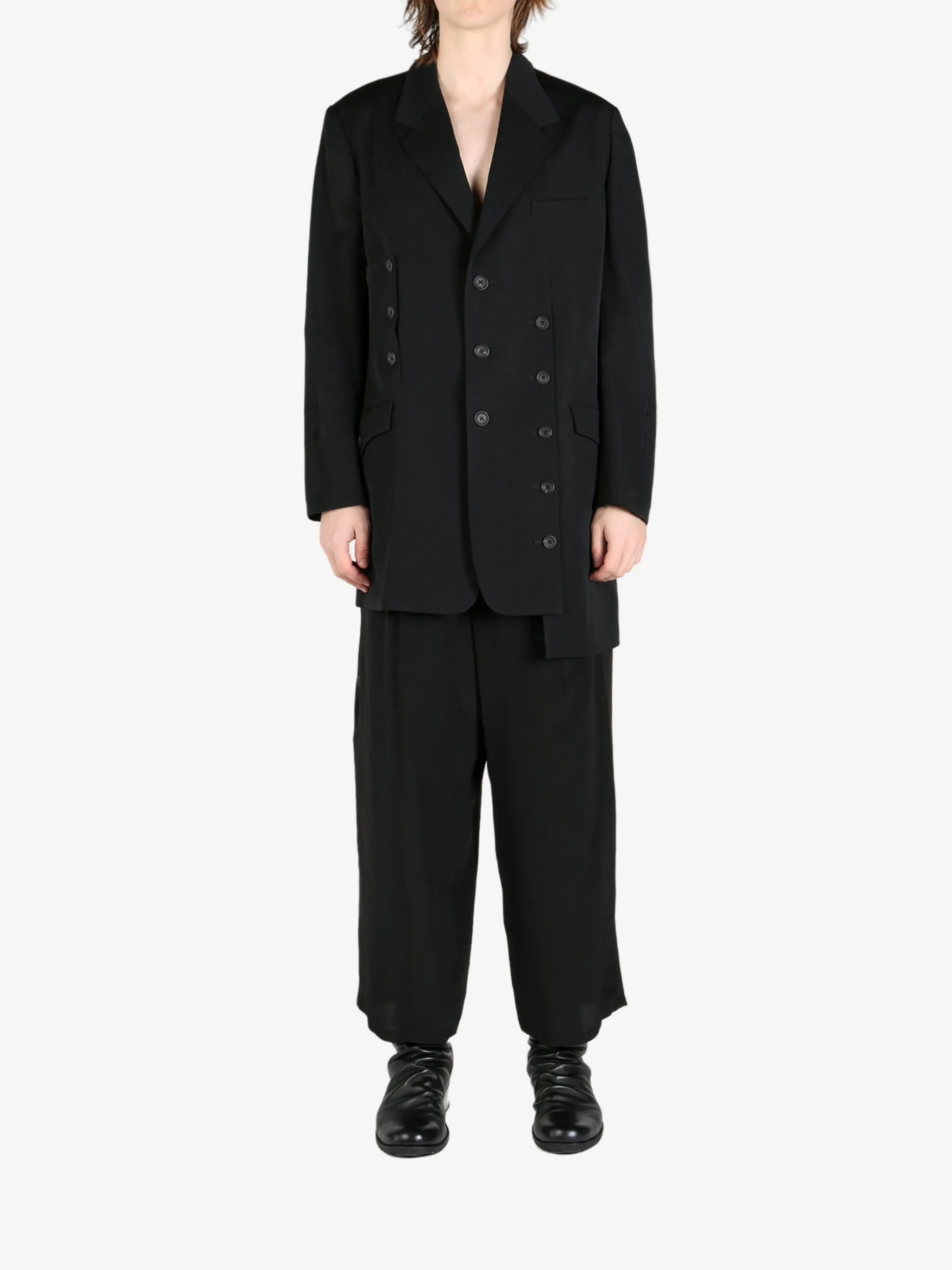 YOHJI YAMAMOTO POUR HOMME - Men Sleeve Button Asymmetry Jacket