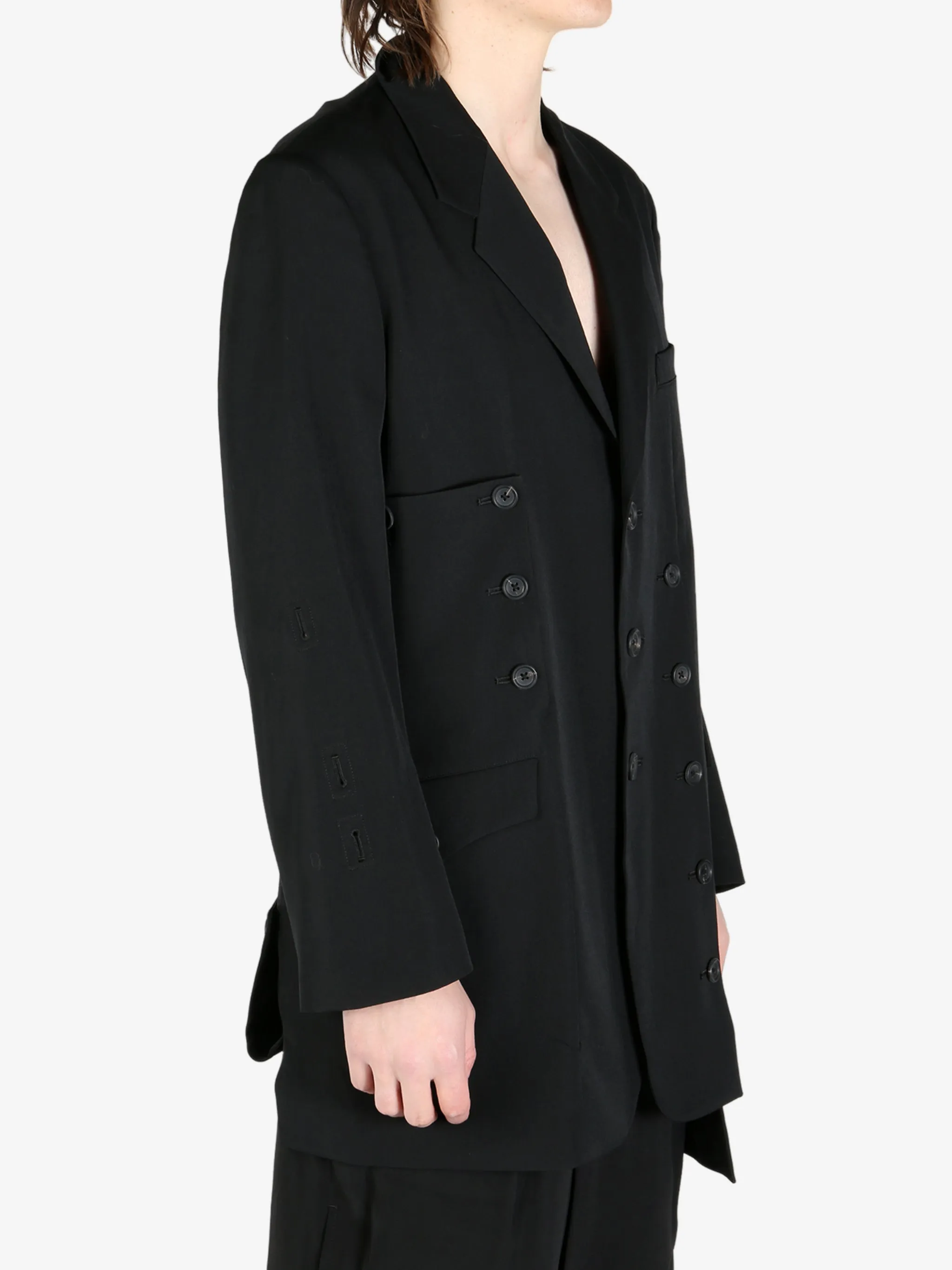 YOHJI YAMAMOTO POUR HOMME - Men Sleeve Button Asymmetry Jacket