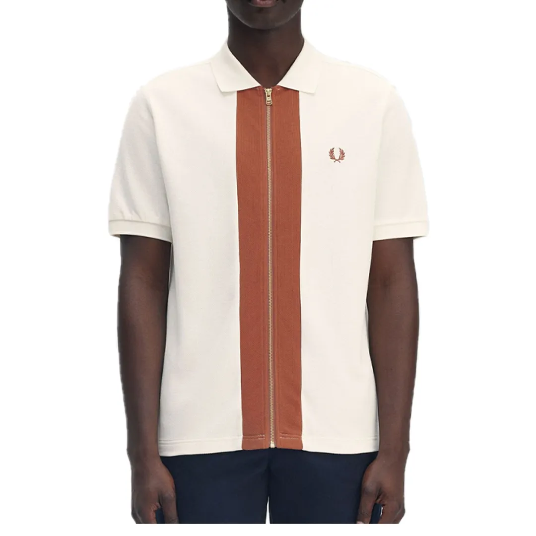 ZIP THROUGH POLO SHIRT LIGHT ECRU